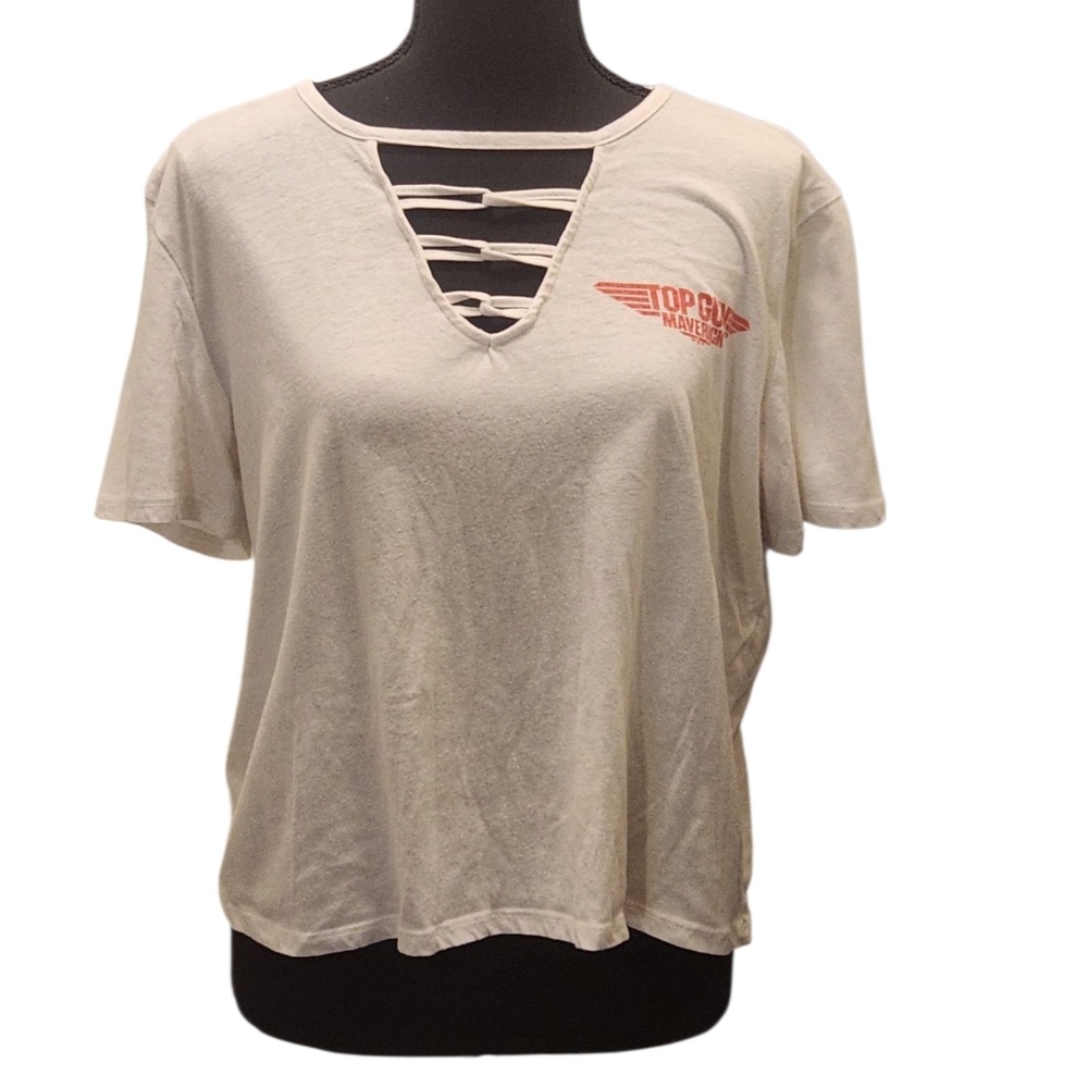 Top Gun Vintage Inspired Women's Cut-Out Cropped Tee